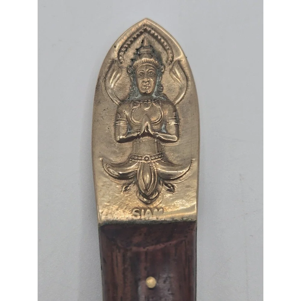 Teak Wood & Brass Spoon Fork Thailand Buddha SIAM Vintage